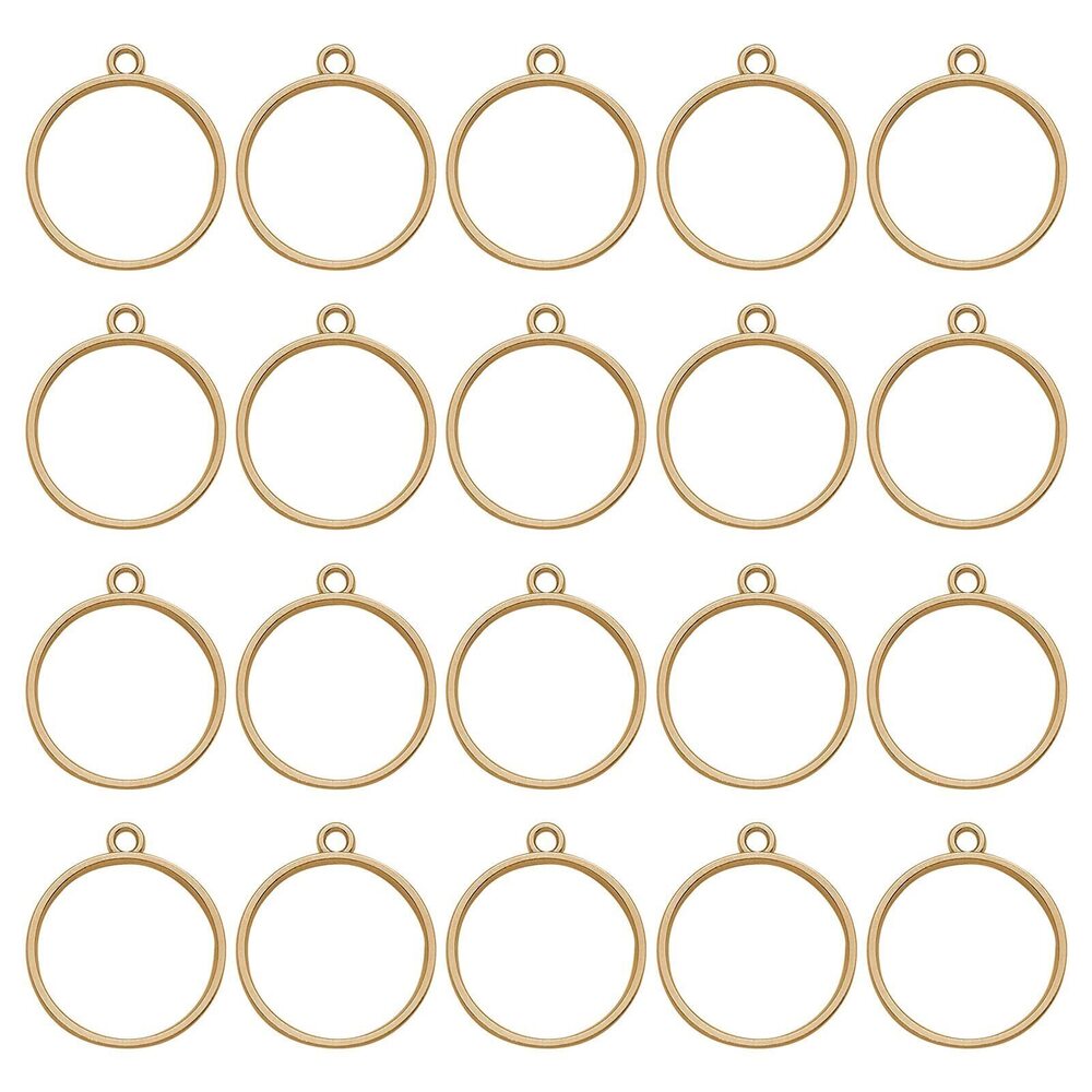 4419 60Pcs K Gold Open Bezel Pendants Resin Crafts - Hollow Frame